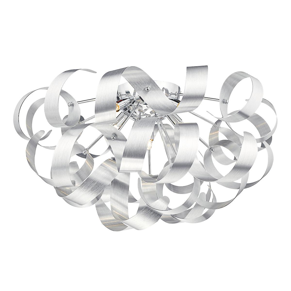 DAR RAWLEY G9 Flush Ceiling Light Brushed Aluminium, 5x G9