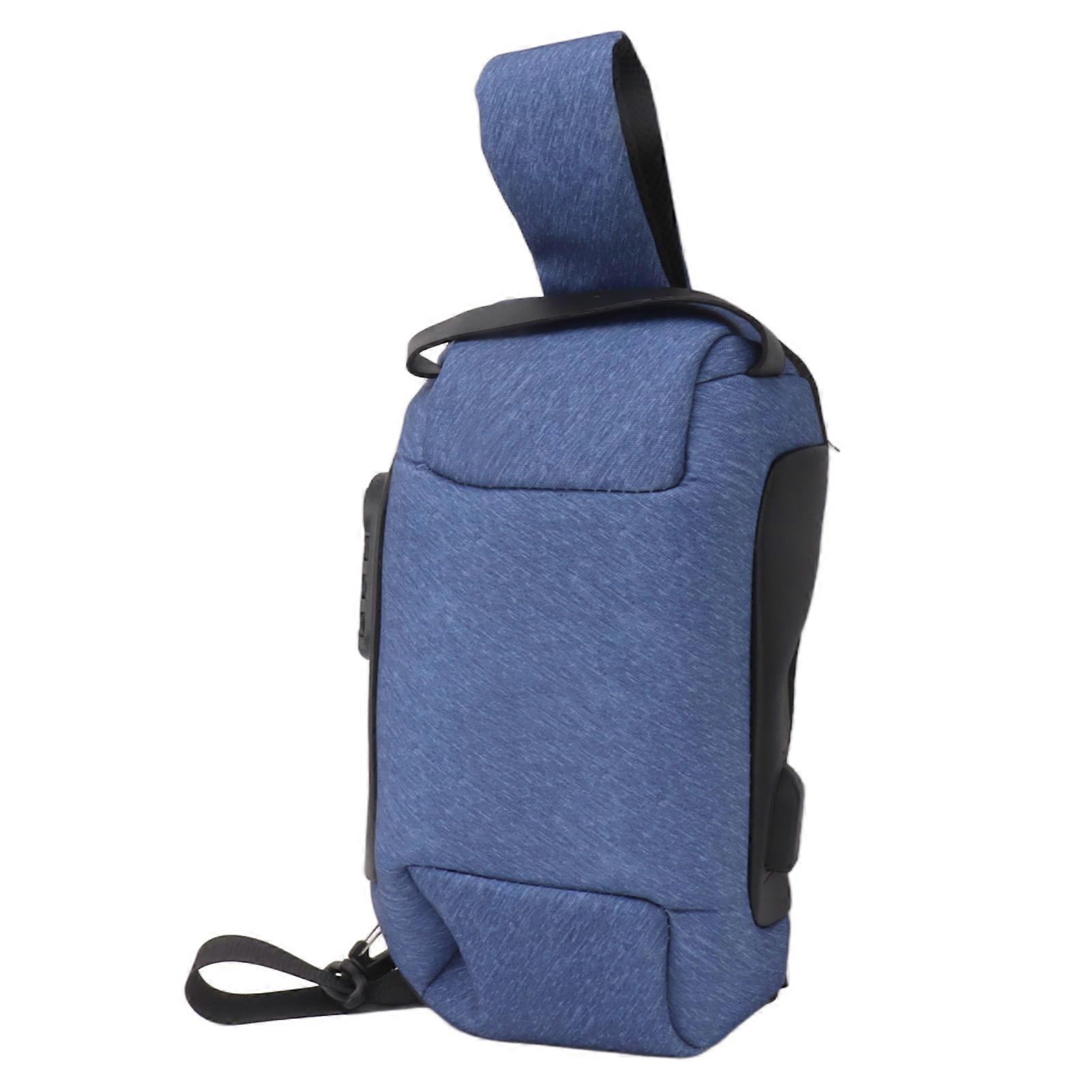 Camera Bag High Density Canvas Waterproof Large Capacity Widened Shoulder Belt Password Lock Bag for Travel Blue 