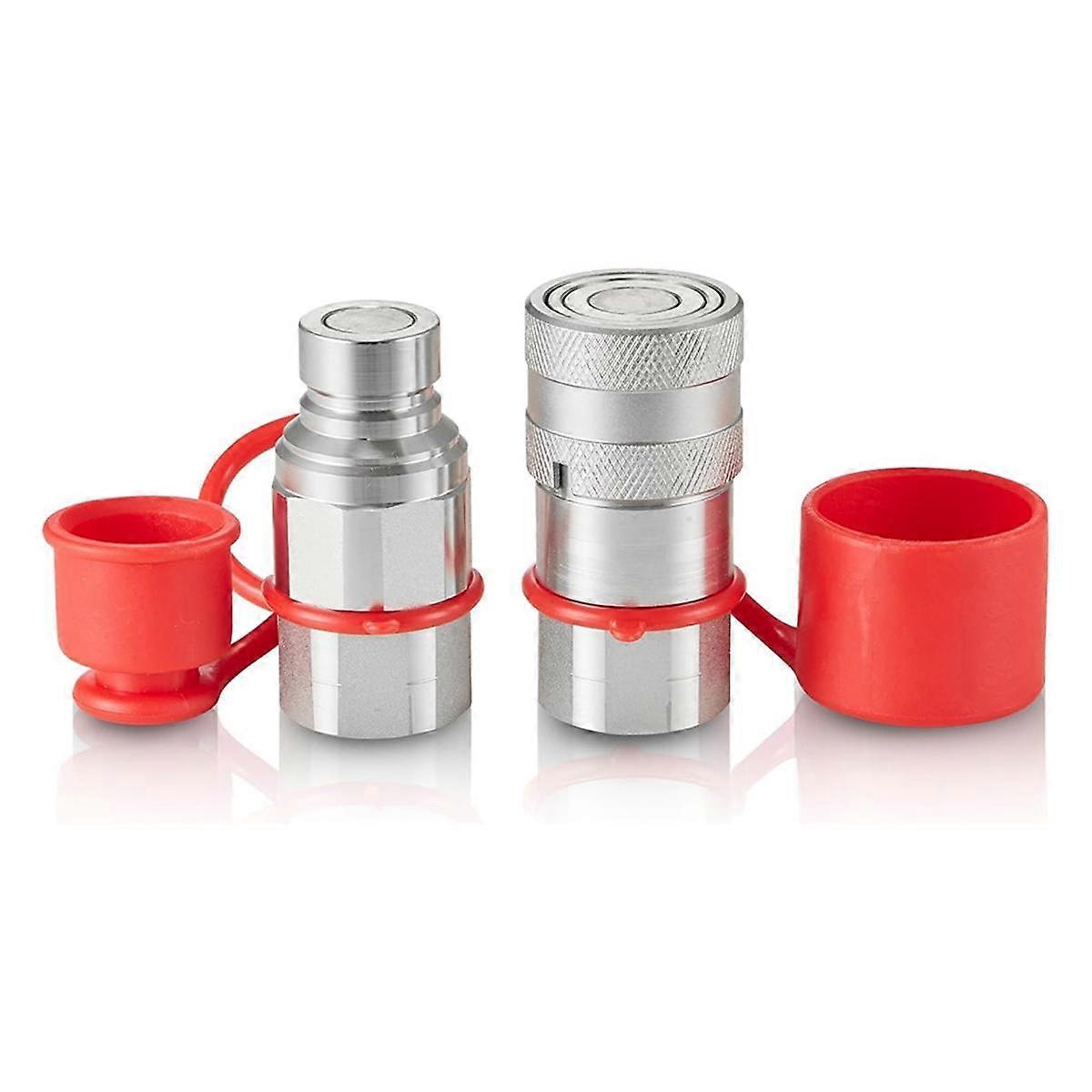 1/2 Inch Flat Face Hydraulic Couplers, 1/2 Inch NPT Skid Steer Hydraulic Quick Connect Couplers wit