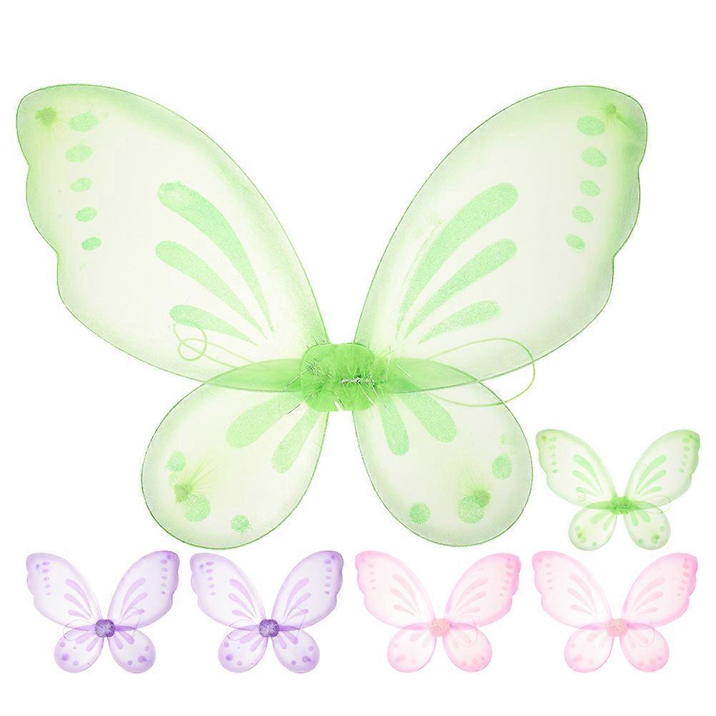 6pcsバタフライウィングガールズフェアリーウィングオーナメントパフォーマンスフェアリーウィングコスチュームプロップフォトプロップ