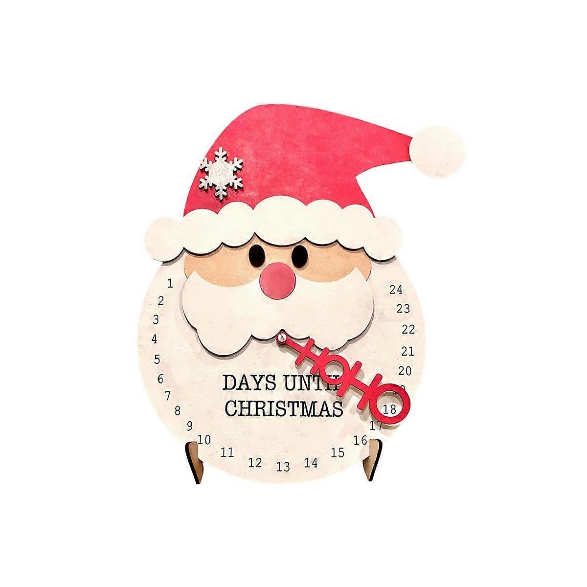 Christmas Collection Decorative & Reusable Wooden Countdown Calendar, 11.8inch, Santa Beard B