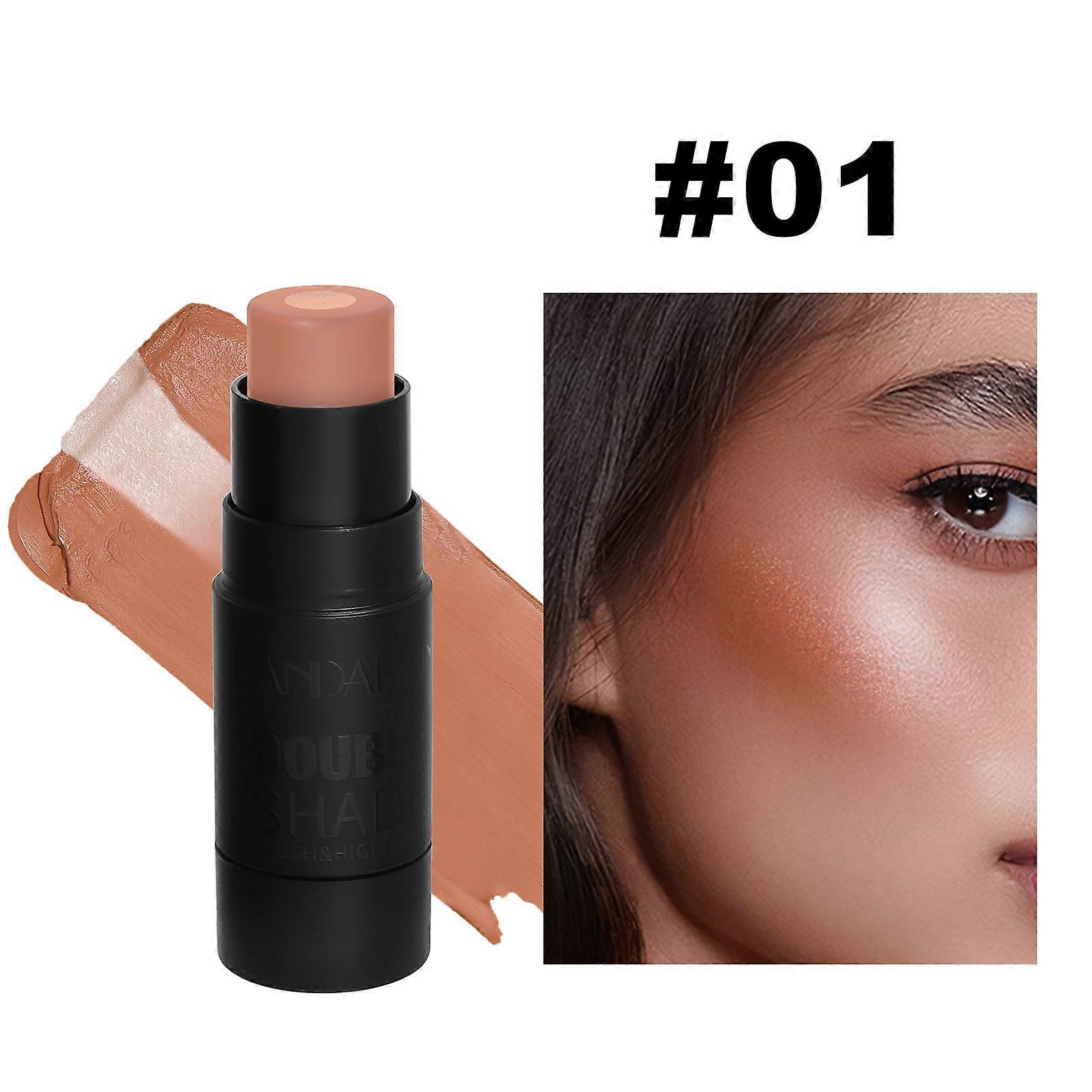 Cream Blush Stick for Cheeks, Blendable Blusher Stick with Glowing Core, Multi-use Cheek and Lip Tint,Natural Rouge Stick Face Makeup