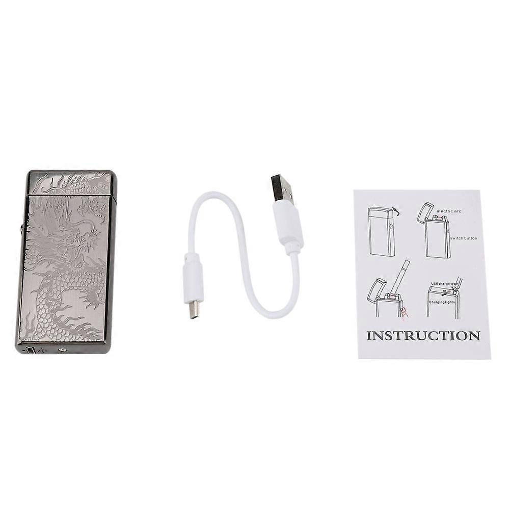 Electric USB Rechargeable Windproof Dual Arc Cigarette Lighter Ignition Tool (Black Dragon)