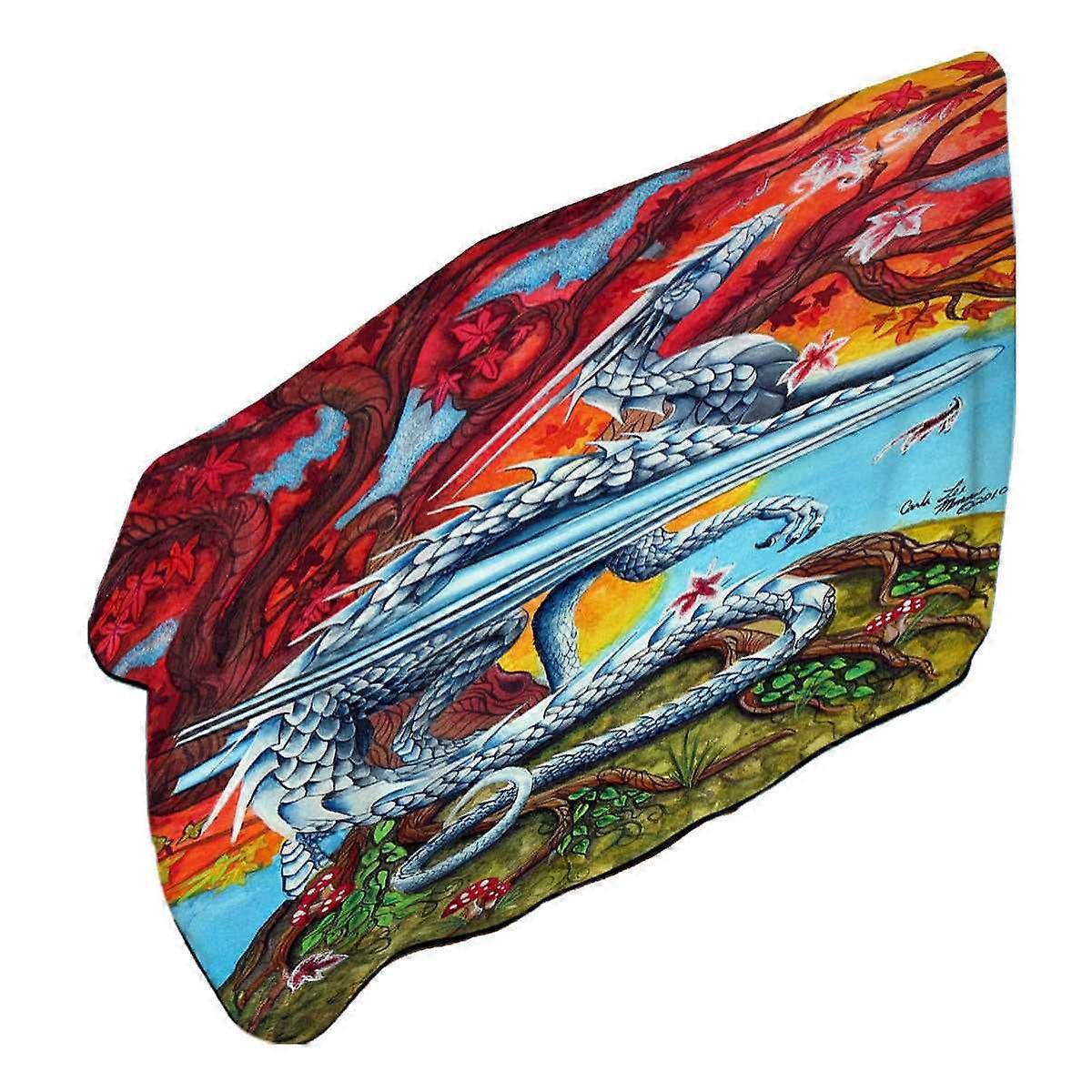 Autumn Tree vs the Winter Ice Dragon Microfiber Beach Towel