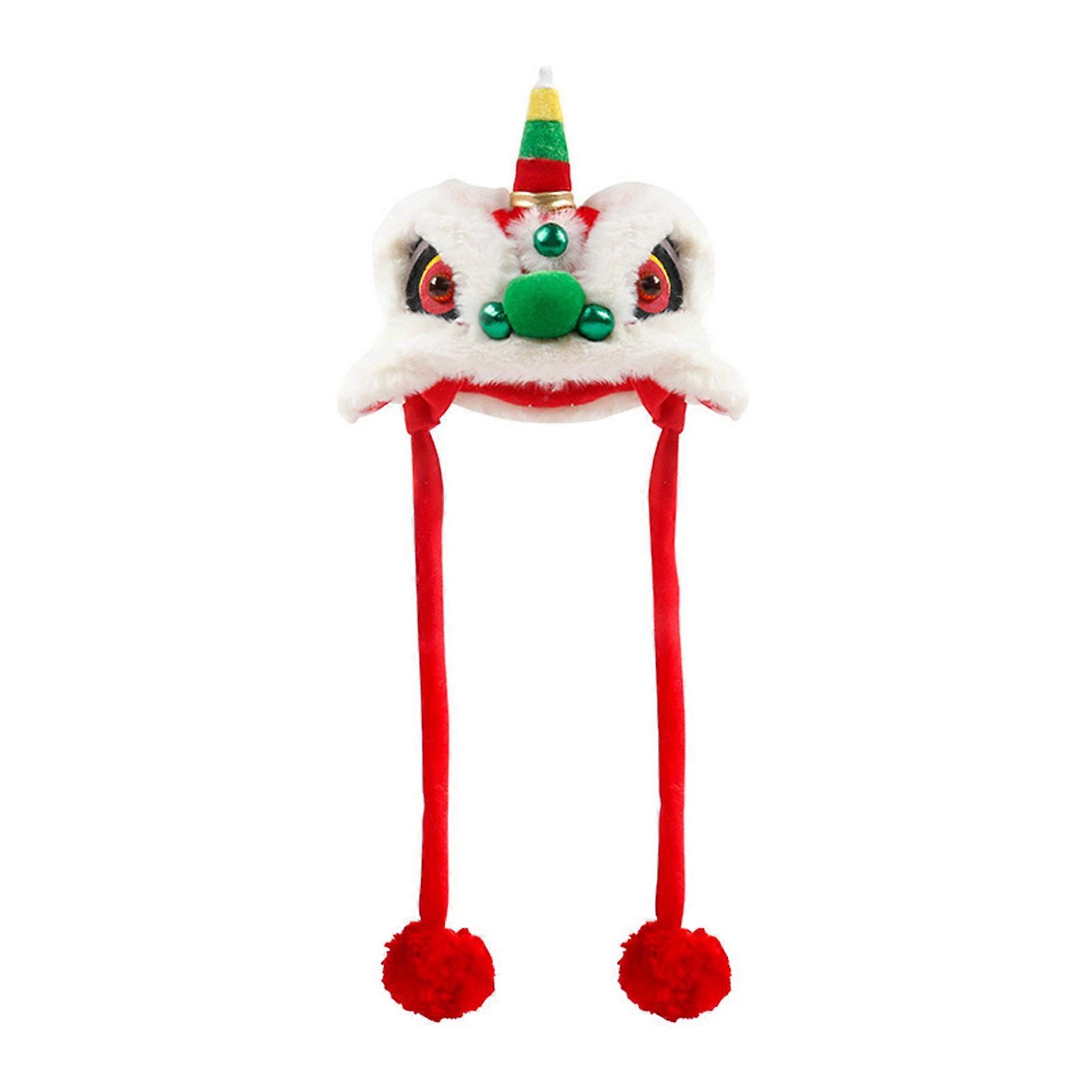 Pet Headwear Adorable Soft Chinese Style Cats Dogs Hat Lion-dance Costume for Holiday