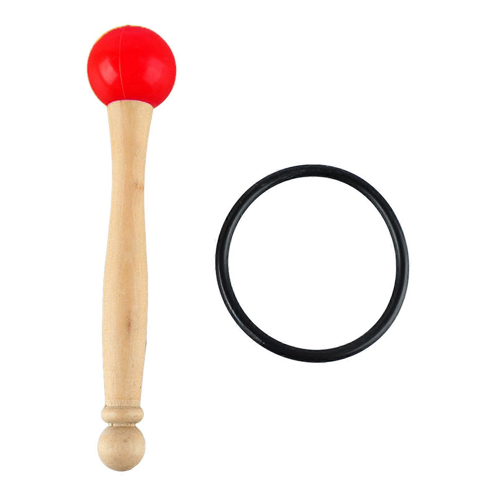 Cantando Tigela Mallet Madeira Handle Cabeça de borracha Clear Beautiful Sound Percussion Stick com anel de borracha vermelho