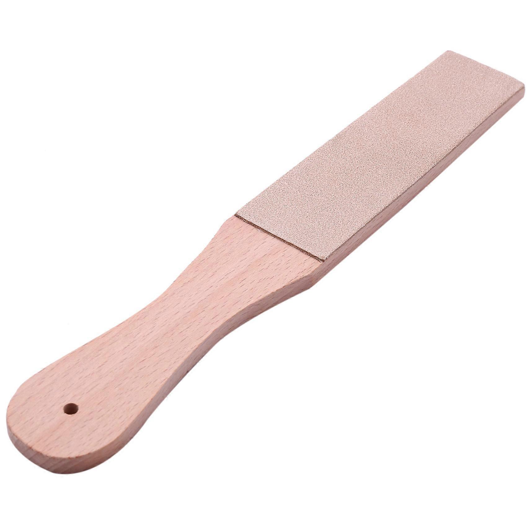 Wood Handle Leather Sharpening Strop Knife Polishing Board With Polish Compound 2 Sided Made From Veg Tanned Cowhide