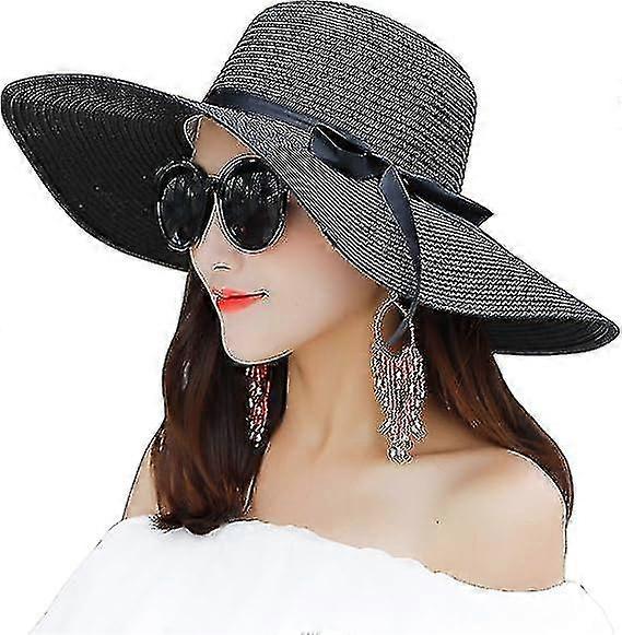 Women Foldable Straw Wide Brim Sun Hat