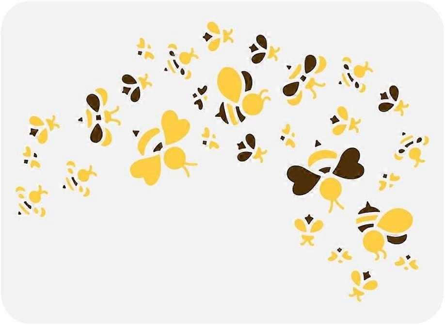 Bee Painting Stencil 8.3x11.7inch Reusable Flying Bumblebee Pattern Drawing Template