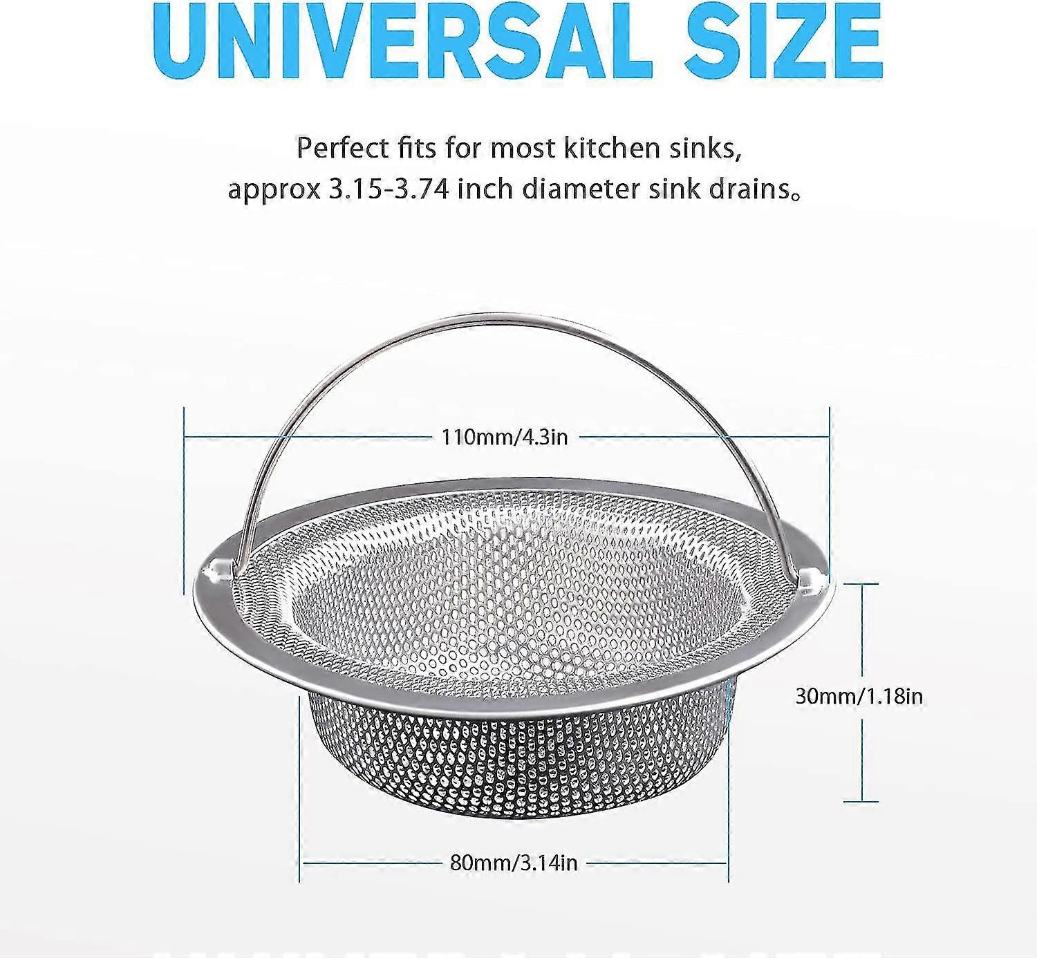 2 Pcs Upgraded Kitchen Sink Strainer With Handle, 4.5" Diameter Kitchen Drain