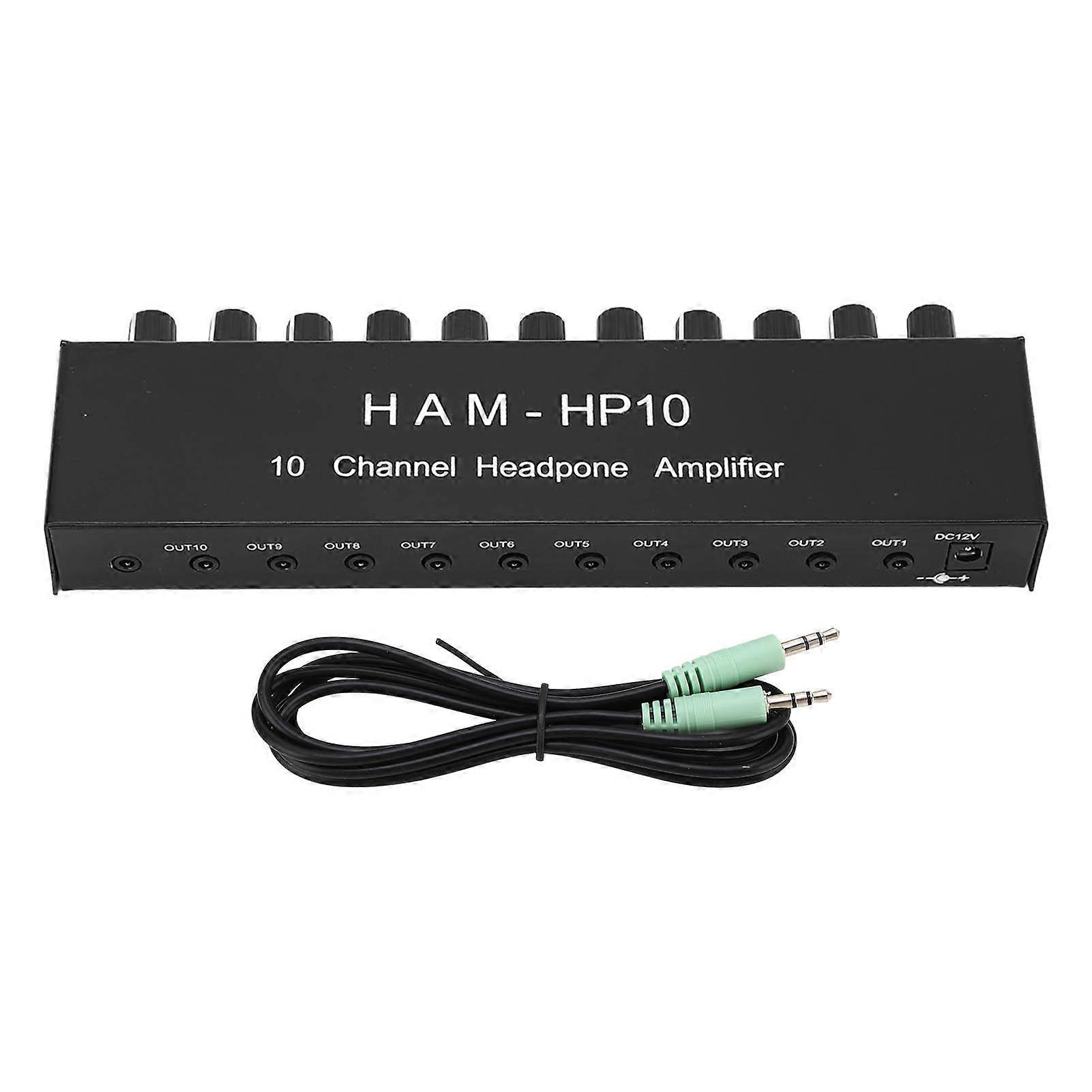 Amplificator pentru căști cu 10 canale 1 în 10 canale Distribuitor stereo Amplificator pentru căști