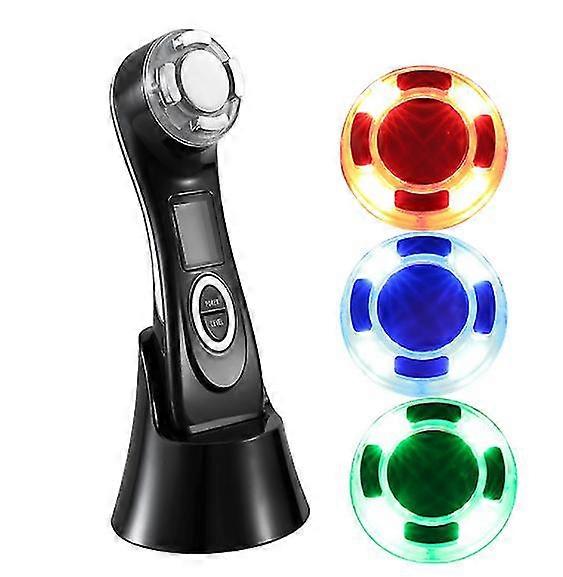 Apparecchio di bellezza ad ultrasuoni facciale, antirughe ad alta frequenza 7 in 1 Ultrasonic LED Light (nero)