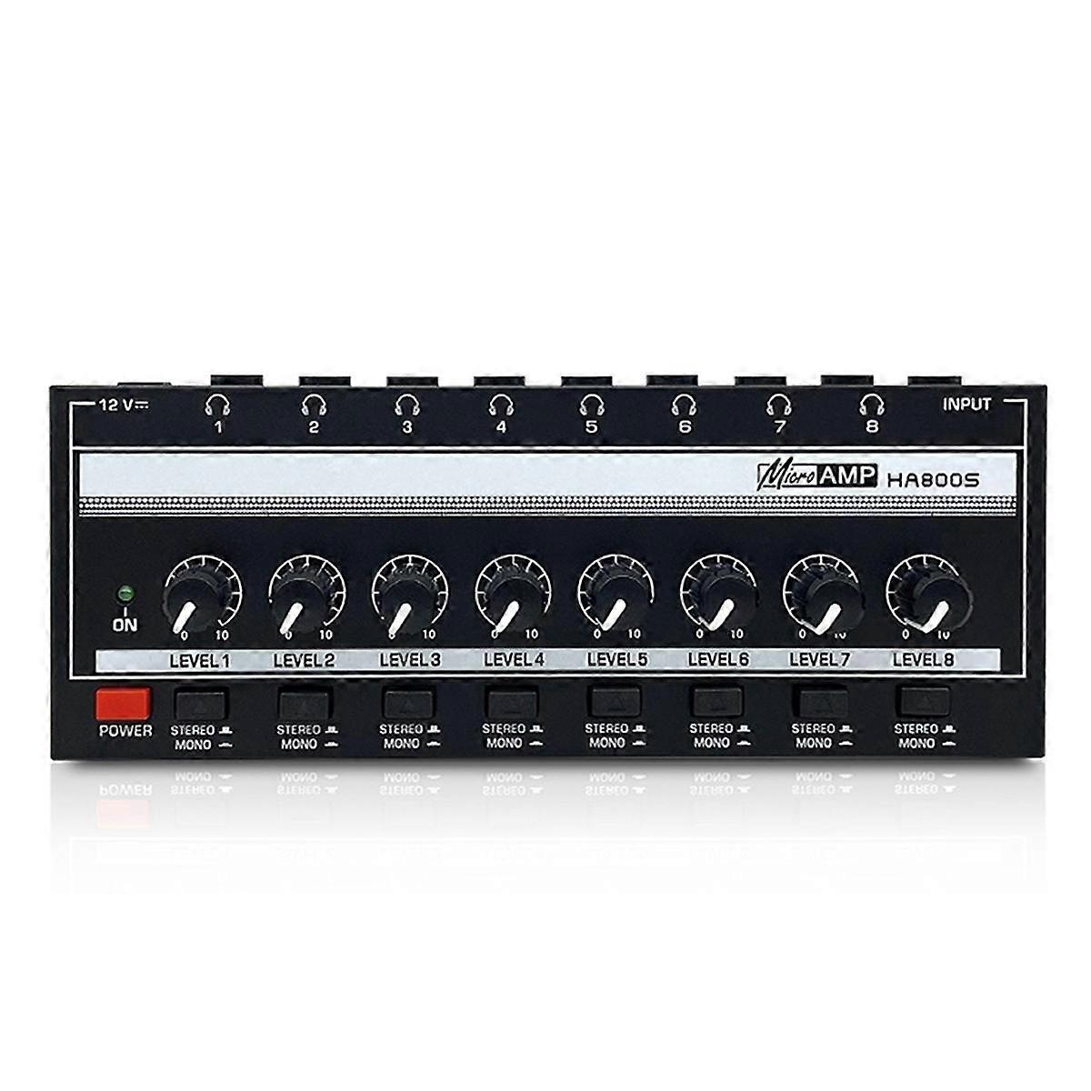 8-Channel Monitor Stereo/Mono Switch Headphone Amplifier Ultra-Low Noise Mixer Headphone Amplifier Signal Distributor