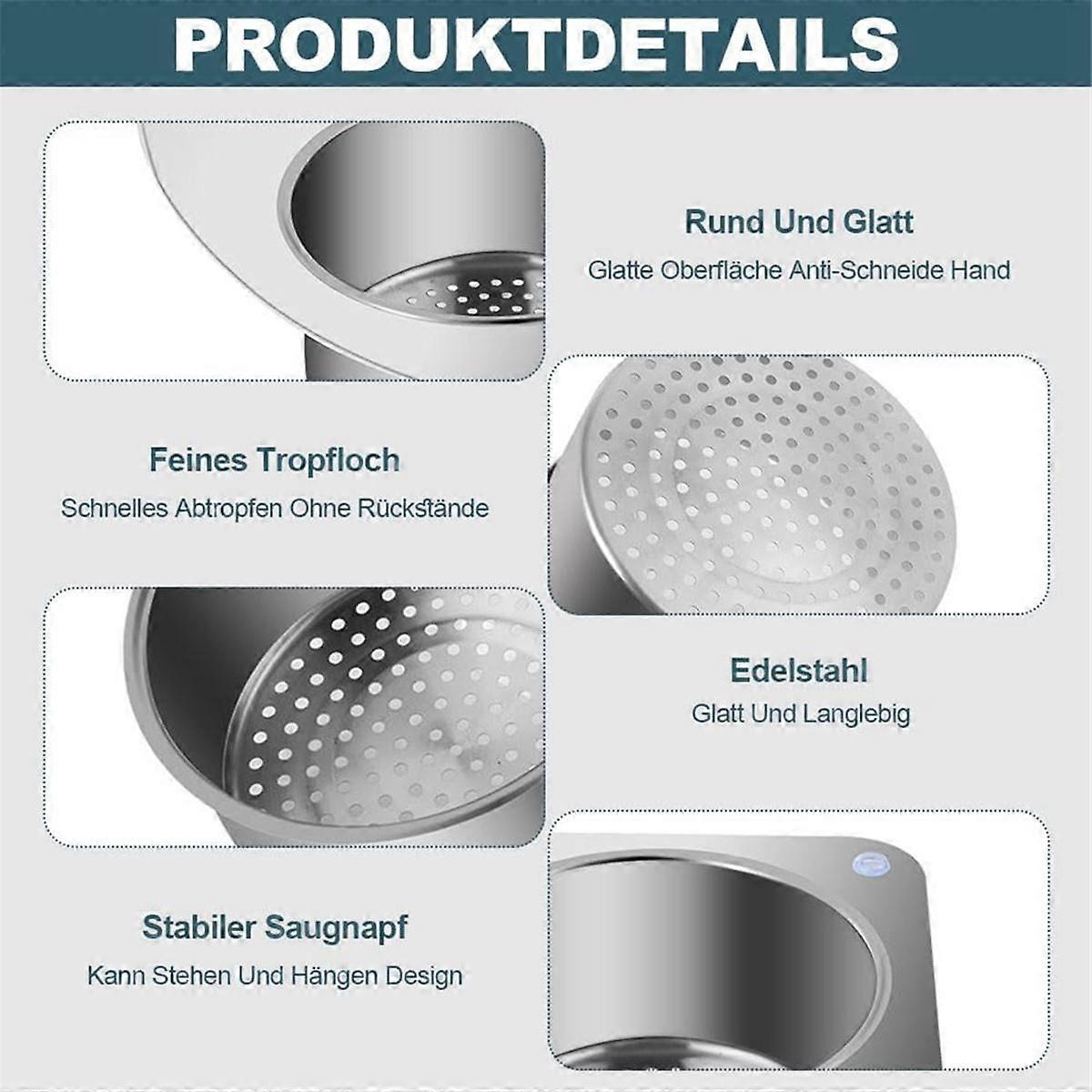 Cxqbsmy Abflusssieb Küchenspüle, 2 Stück Multifunctional Drain Basket, Siebkorb Spüle Edelstahl Cxqbsmy Abflusssieb Küchenspüle, 2 Stück Multifunctional Drain Basket, Siebkorb Spüle Edelstahl