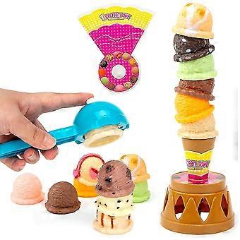Jogo de Sorvete, Cone de Sorvete Playset Doces Guloseimas Sorveteria Brinquedo Congelado Sobremesa Sorvete Torre Jogo de Balanceamento Faz de conta Jogar Comida Para Crianças Bir