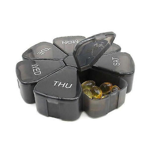 7-Day Weekly Pill Box Organizer with Small Flower Lock Compartment