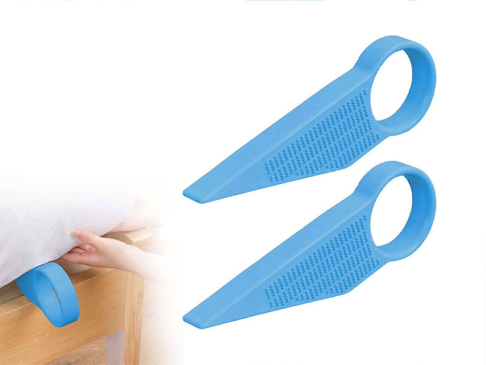 2Pcs Ergonomic Mattress Lifter Wedge Elevator Bed Making Lifting Handy Tool Blue
