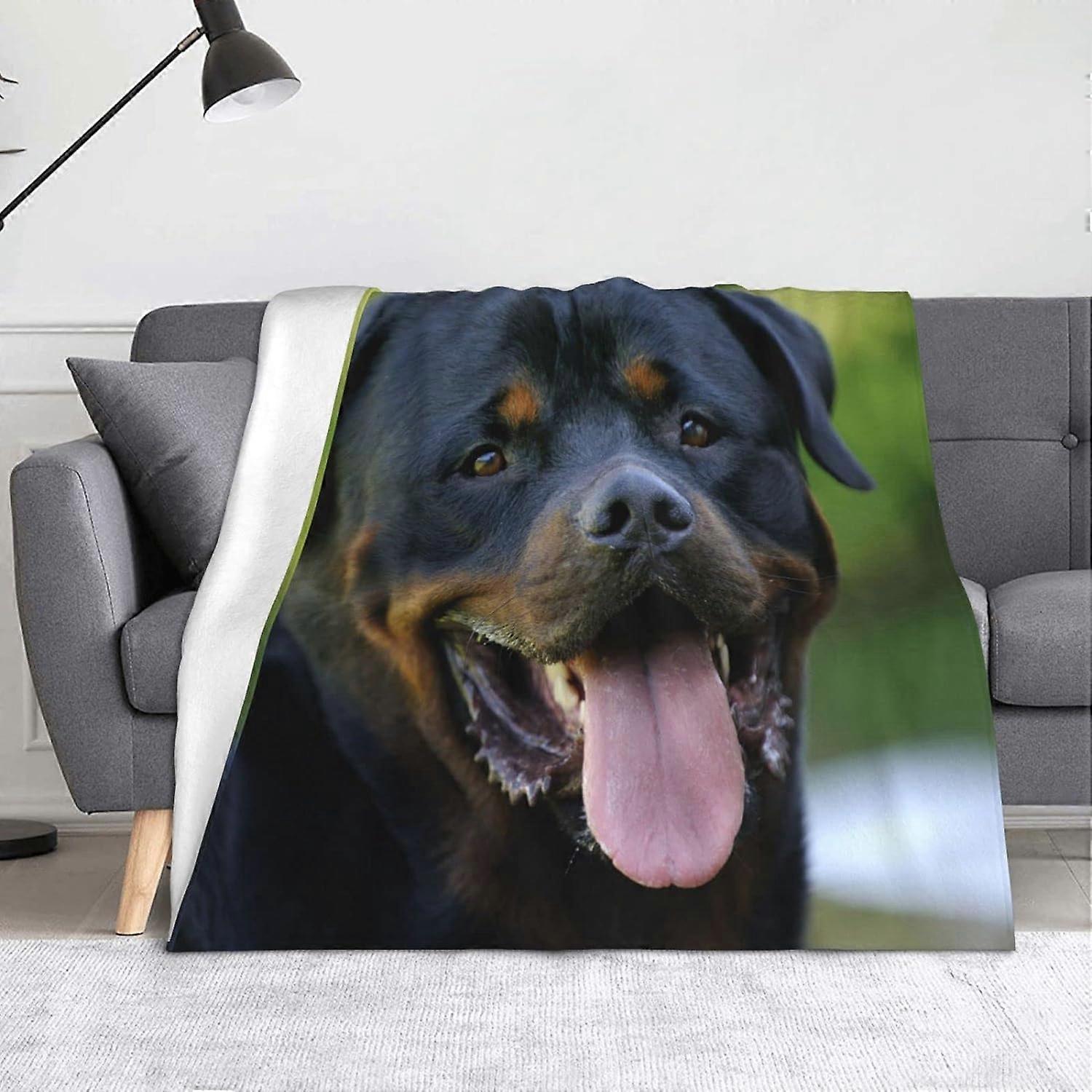 Cobertor Rottweiler, Cobertor de Flanela Leve e Macio para Sofás, Cama, SofásFVBG-372