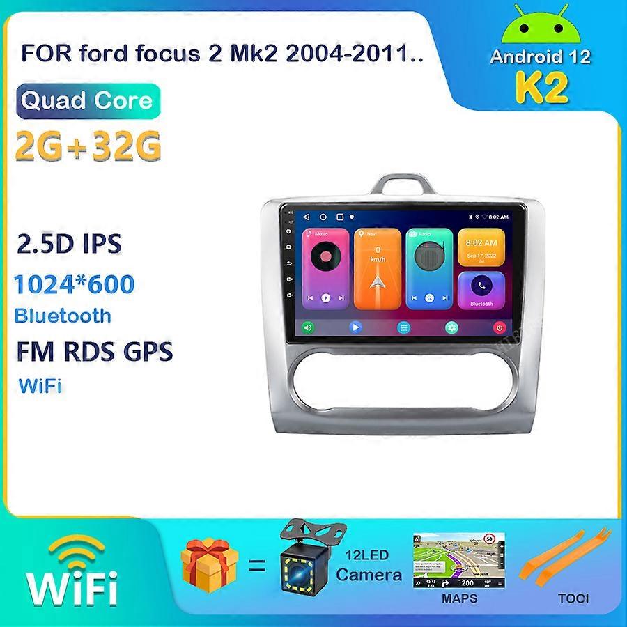 9inch Android 12 Car Radio Dvd Player Carplay For ford focus EXI MT 2 3 Mk2 2004 2005 2006 2007 -2011 2Din GPS Multimedia Player