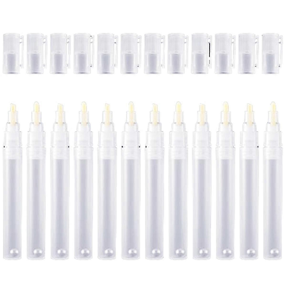 24 Pack 6 mm 3 mm Empty Fillable Blank Paint Touch Up Pen Markers Round Tilted Head Paint Marker Pe