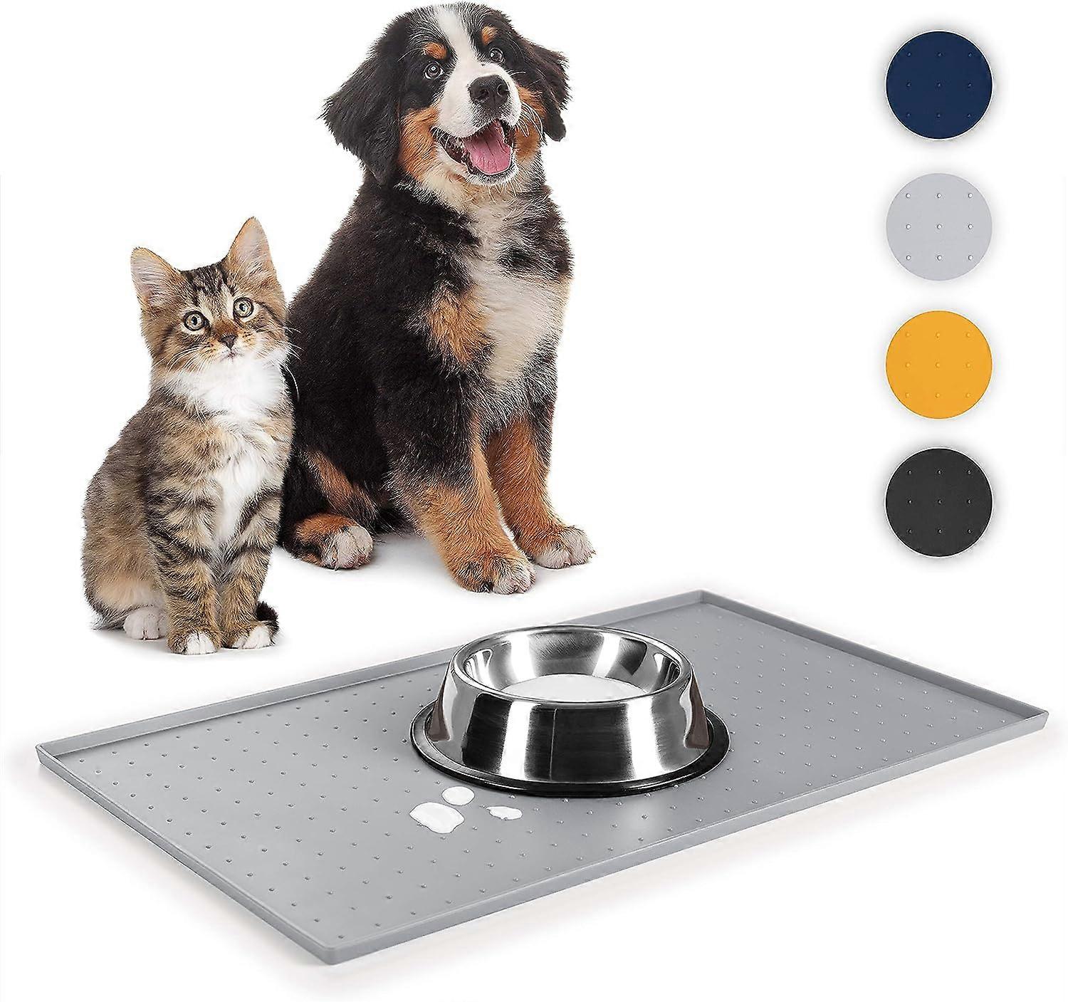 שטיחון קערה מונע החלקה לכלב ולחתול - סיליקון עמיד למים, 48x30 ס"מ, אפור, פינג 2024