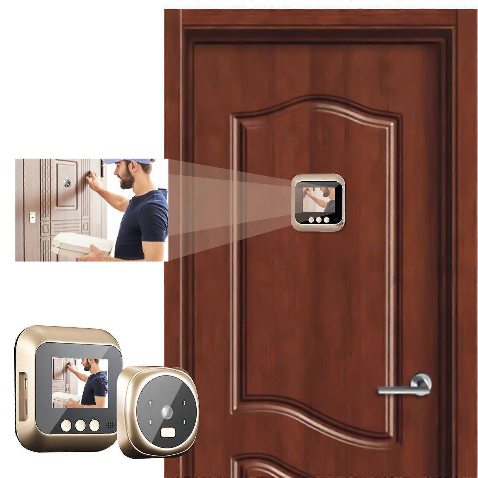 Visionneuse de porte numérique 2,4 pouces 720P écran LCD Vision nocturne infrarouge Vue de l’objectif à 160 degrés 4 piles AAA (exclues)