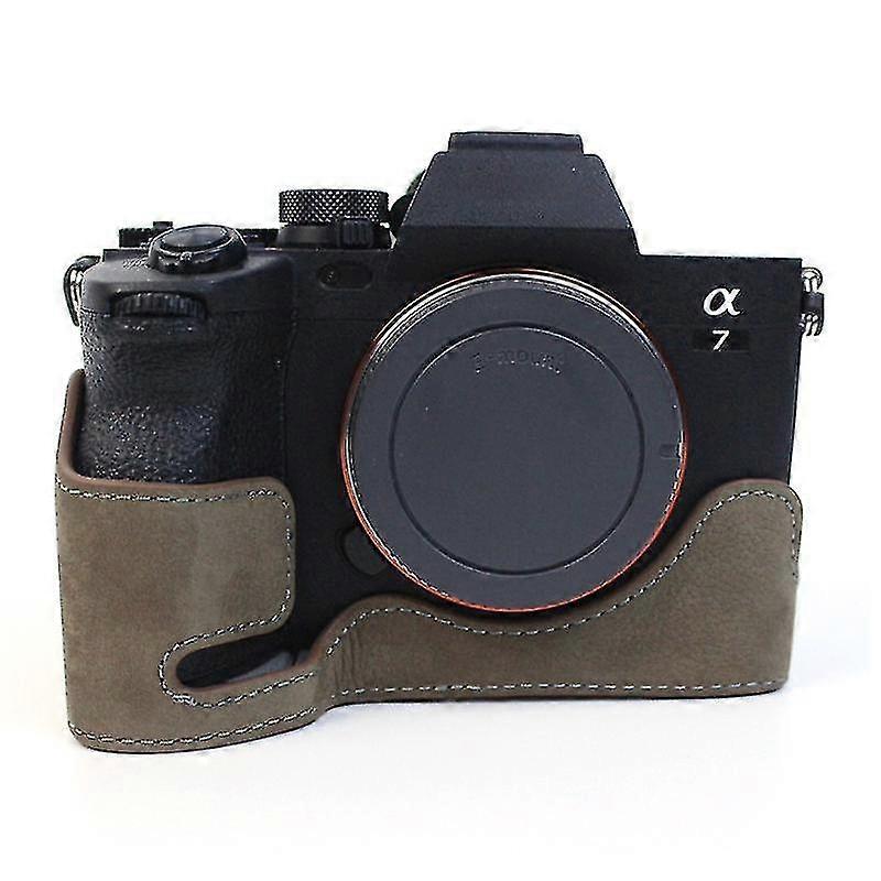 Compatible With Sony A7m4 / A1 / A7s Iii / A7s3 / A7r5 Shockproof Camera Cover Genuine Leather Camera Bottom Case Protective Sleeve - Coffee