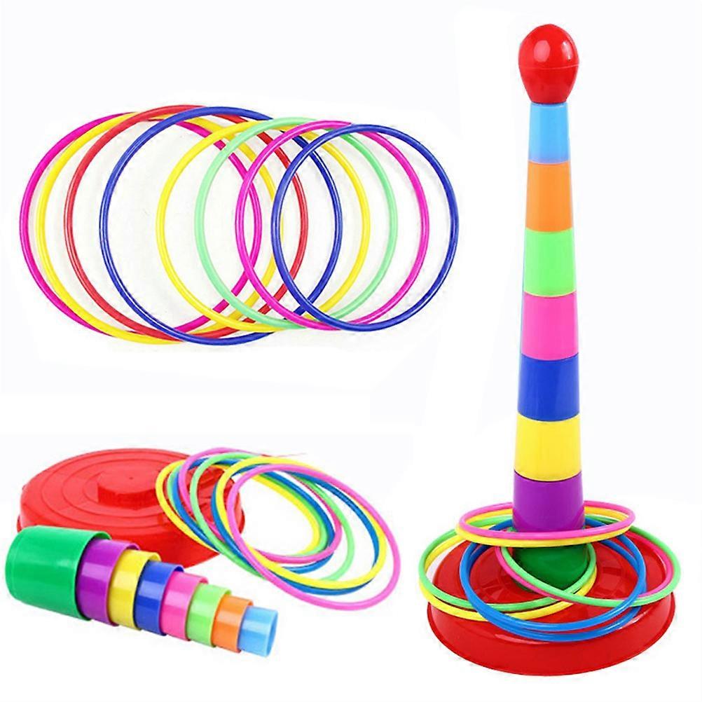 Colorful Sport Ring Throwing Game Set Kids Stack Cup Toy Kits Outdoor Interactive Toys