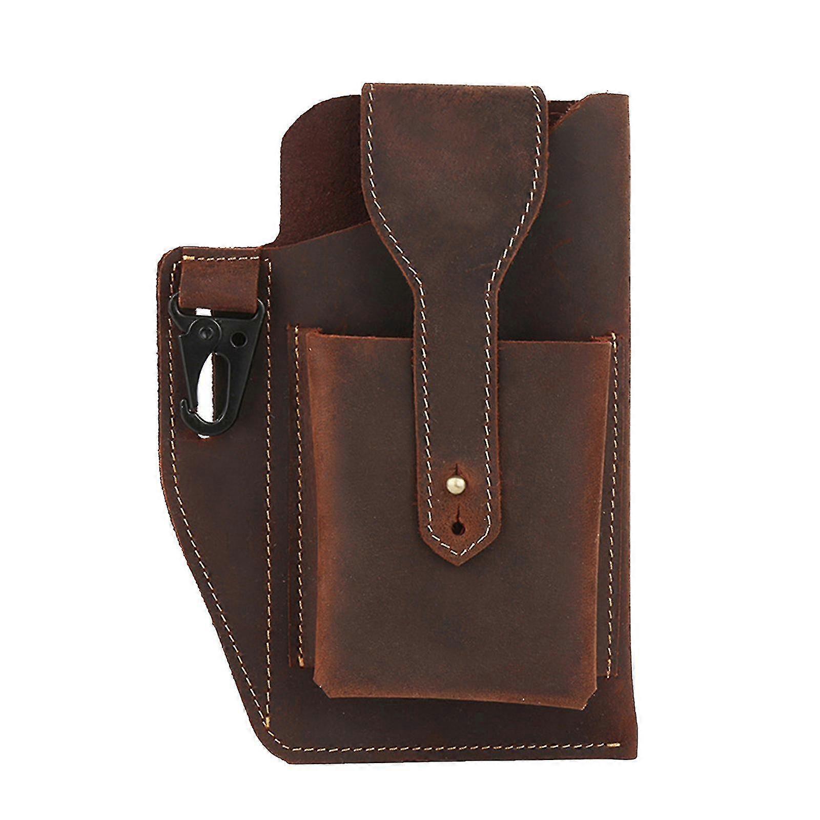 Leather Phone Bag Men's Retro Multi-function Phone Pockets Leather Belt Pockets