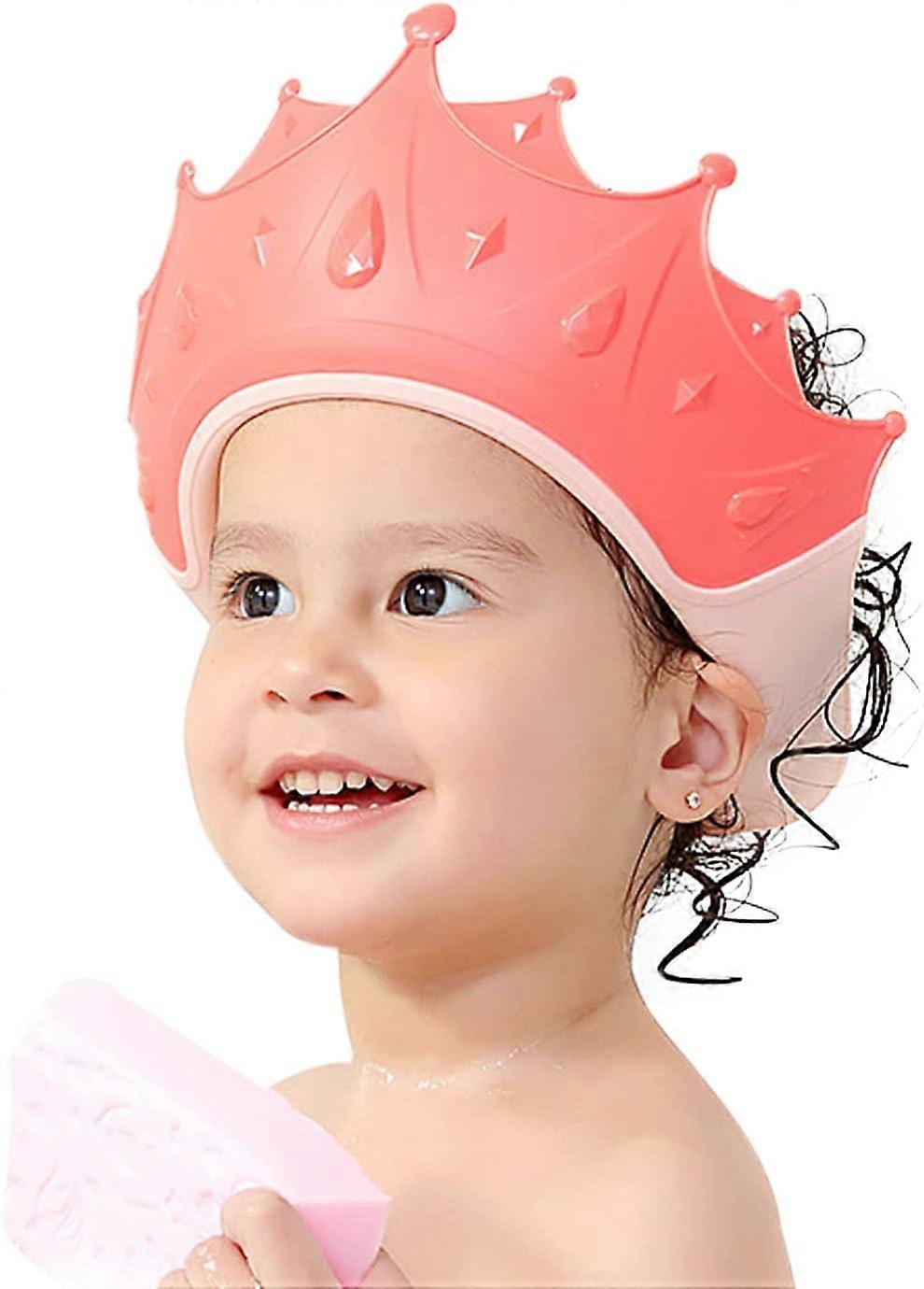 Baby Shower Hat, Child Bath Cap Visor, Adjustable Baby Shower Cap for Eye, Ear and Face Protection (Pink) 15mm13mm