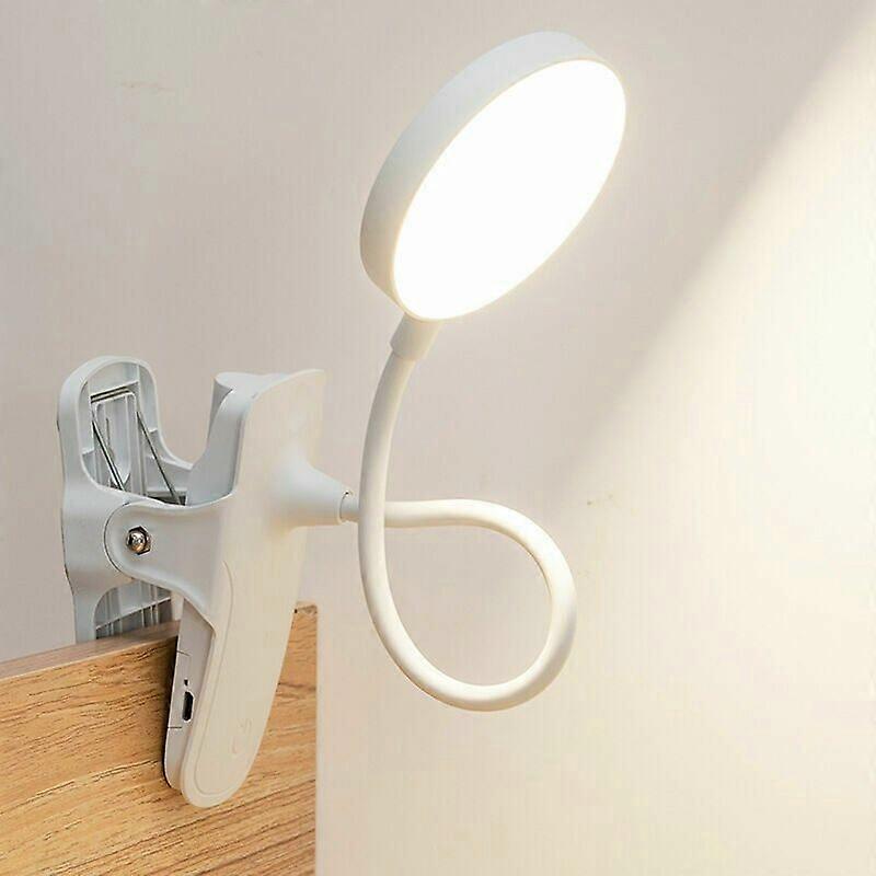 Desk Clamp Lamp, LED 3 Colors Stepless Dimming Clamp Lamp for Bed, 360 Flexible Reading Light Book Reading Light, with Stand