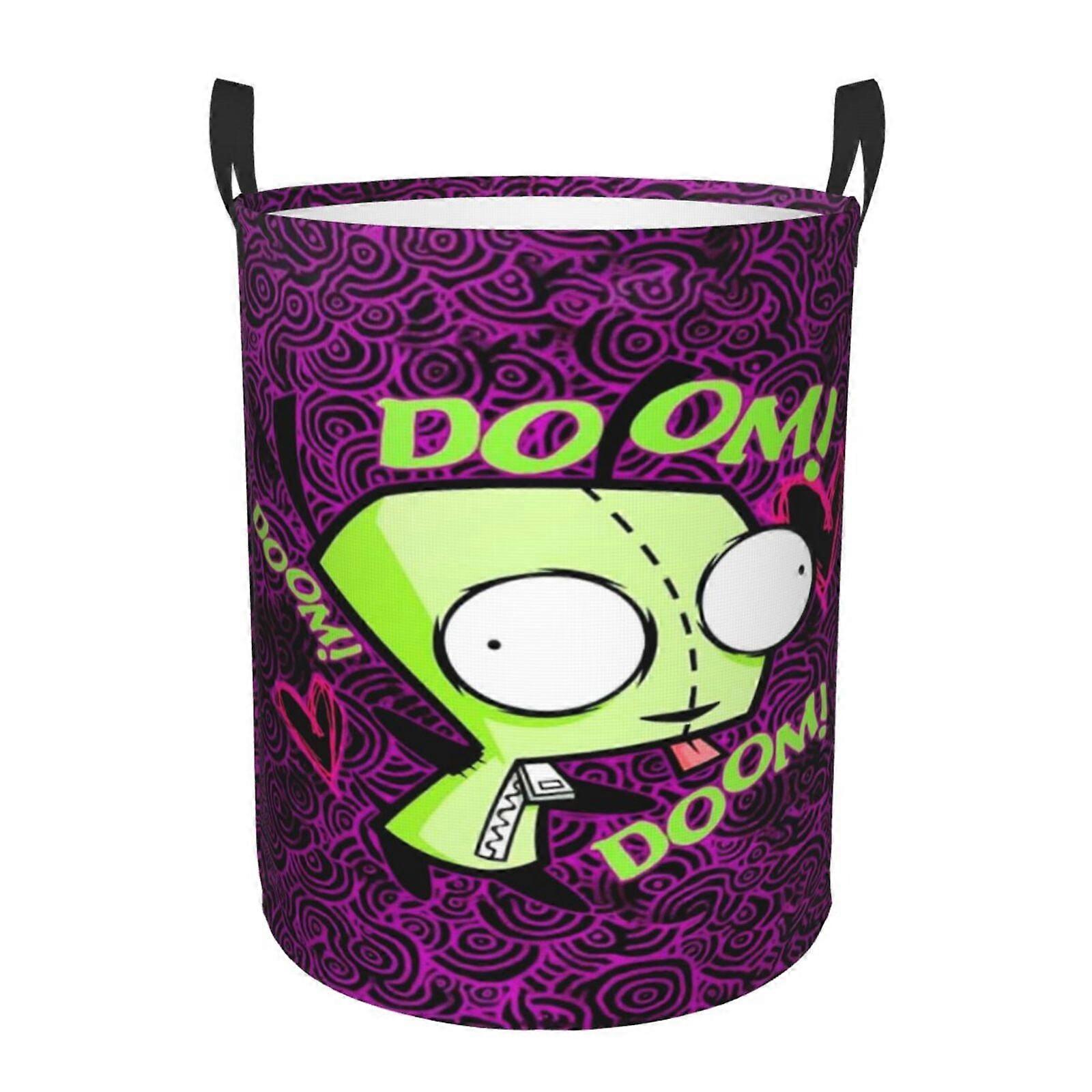 Invader Zim Gir 3d Grafische Vlam Wasmand Brand Vlam Kleding Hamper Opslag Met Handvat-SYS28838