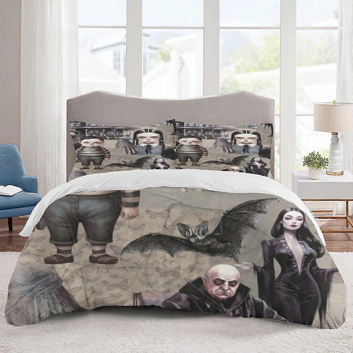 v1868 Lakan Sängkläder Wednesday Sängkläder Set Tecknad Påslakan Lätta 3-delade Bet Sets för barn pojkar flickor (1 påslakan och 2 örngott