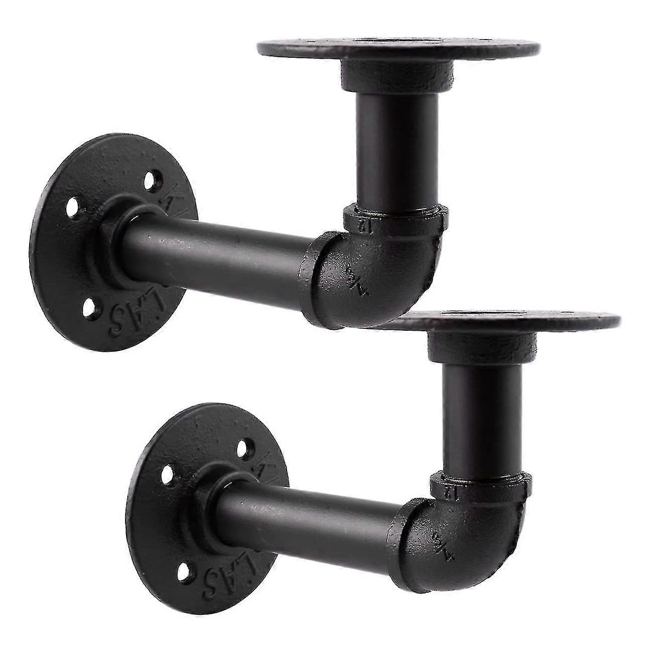 2026 Compatible Withcompatible With2 Pcs Pipe Shelf Brackets Set Iron Industrial Shelving Brackets