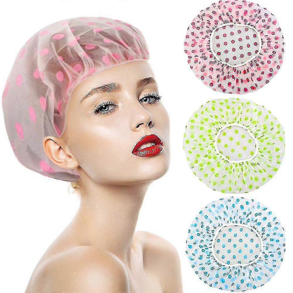 Shower Cap, 3pcs Waterproof Shower Cap, Elastic Bathing Cap
