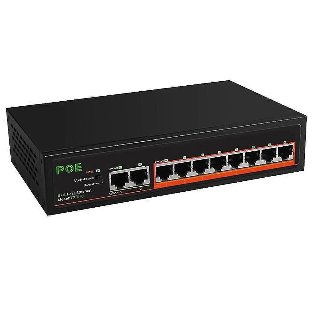 10 Port 100mbps Network Switch Home Switch Network Splitter For Surveillance Camera Us Plug