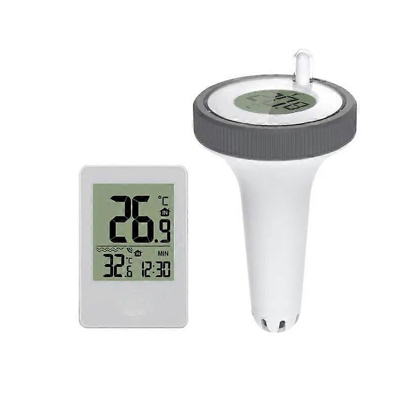 Floating Digital Pool Thermometer Solar Powered Outdoor Pool Thermometer Waterproof LCD Display Spa Thermometer Time Clock Tool