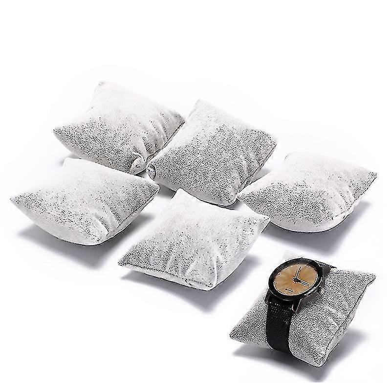 Set Of 5 Grey Velvet Watch Bracelet Pillows Cushions For Case Box Display H