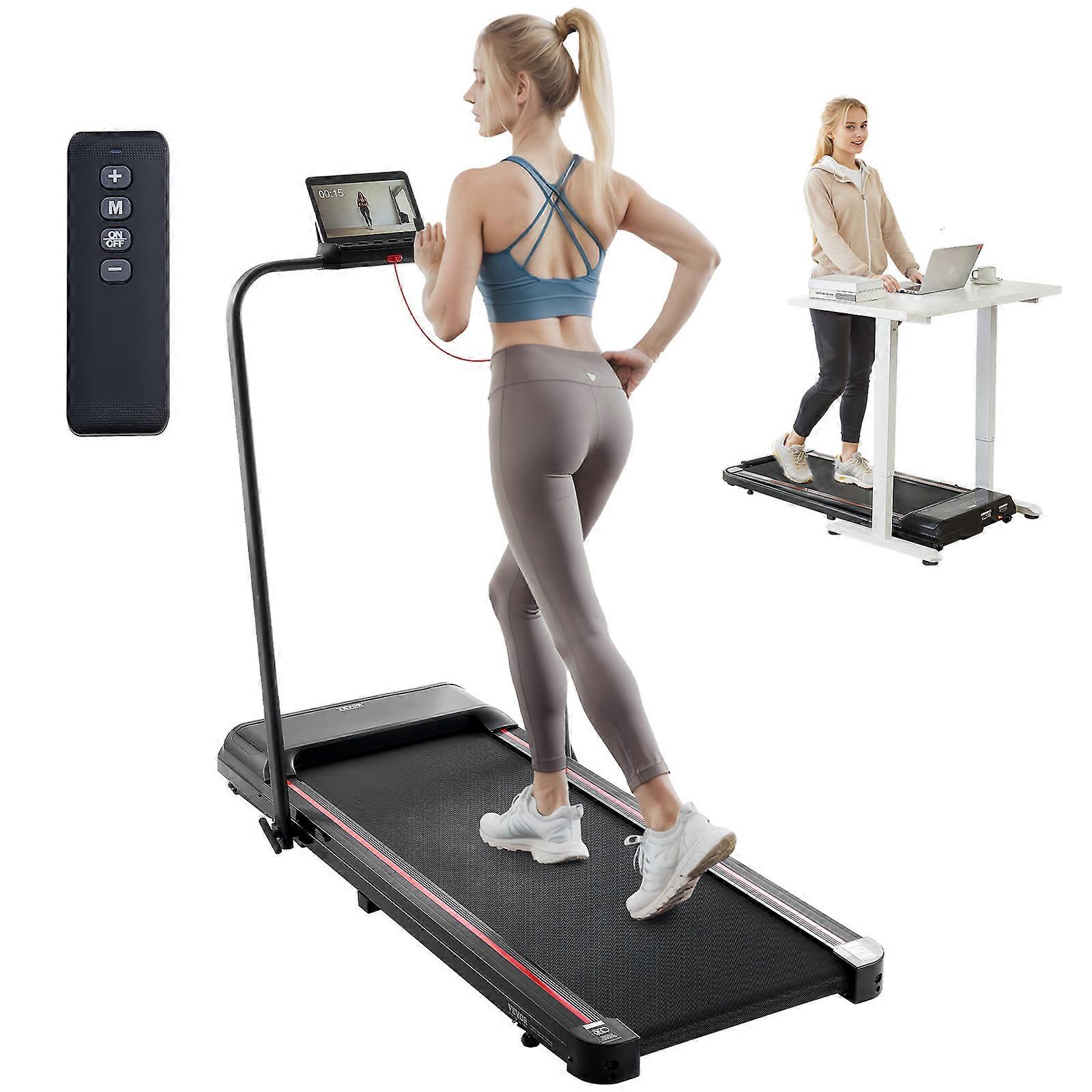 Walking Pad, Under Desk Treadmill, 265 Lbs Capacity, 2.5HP 2 in 1 Portable Pad with Handle Bar, Remote Control and LED Display