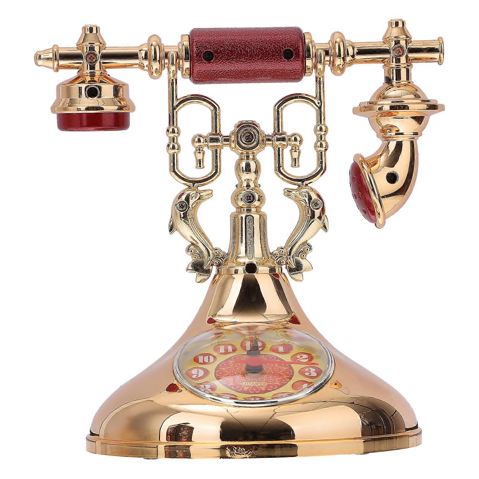 Vintage Telephone Clock Decorative Desktop Clock Unique Desktop Ornament