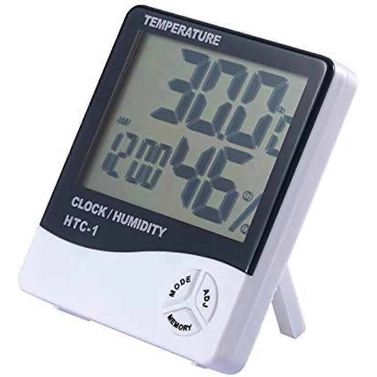 Lelesta Digital LCD Alarm Clock Indoor Wall Mount Thermometer Hygrometer Temperature Humidity Meter with Memory for Home or Office (1Pack)