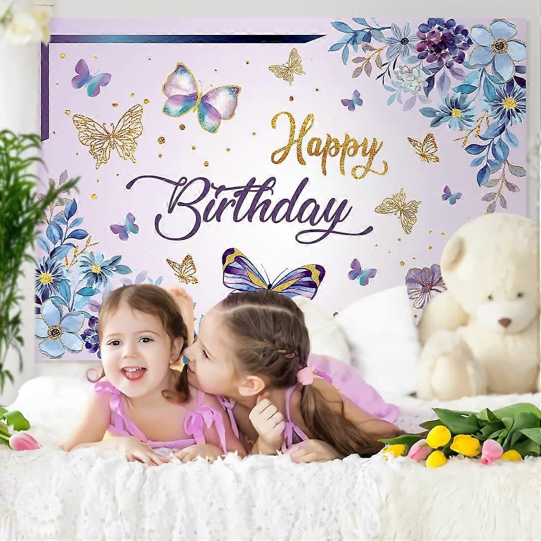 Bannière Joyeux Anniversaire Papillons - Décoration Fête Girlande Papier Colorée