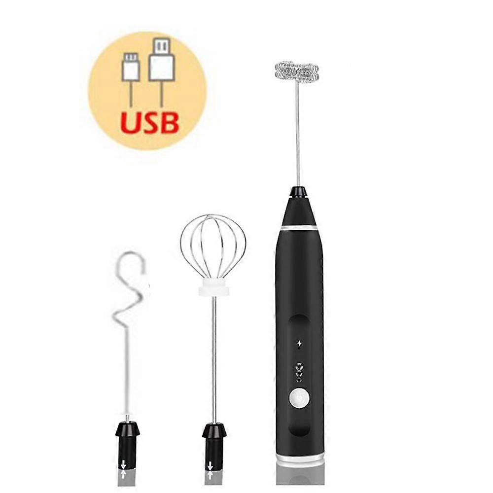 Electric Milk Frother, USB Rechargeable Handheld Milk Frothers, Three Speeds for Foam Coffees Cream Latte Cappuccino Juice