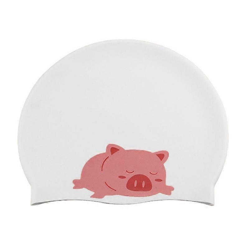 Leuke Cartoon Print Siliconen Badmuts, Spec: Wit Varken