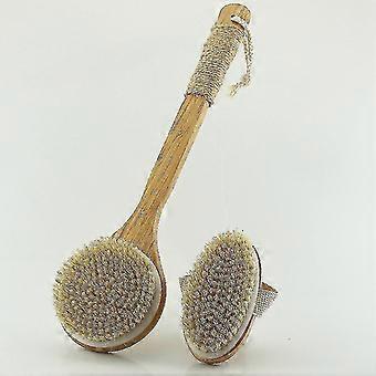 Escova de banho de 2 peças com limpeza a seco ou escova molhada, escova natural de cerdas