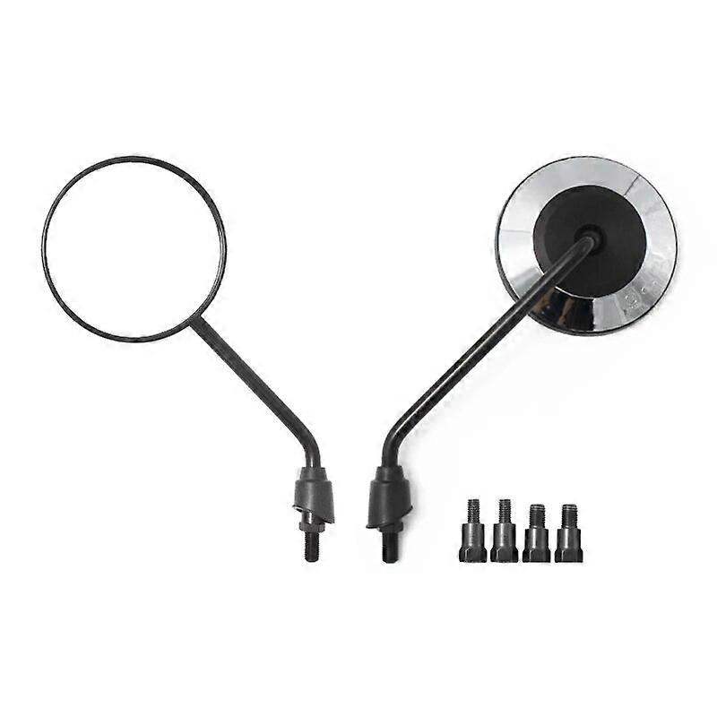 2pcs Universal Retro Adjustable Matte Black Silver Round  Motorcycle Rearview Mirror Scooter E-Bike Back Side Convex Mirror