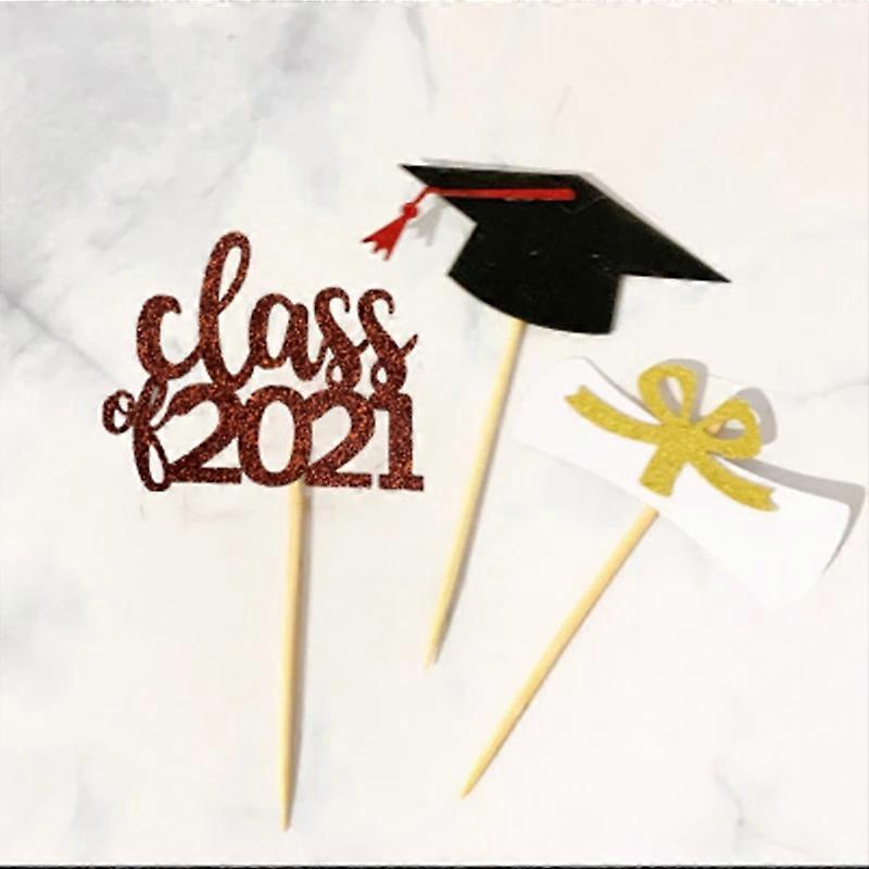 Happy Graduation Acrylic Cake Toppers Gold Bachelor Cap Transcript Class of Cake Toppers Student Graduation Ceremony Cake Decor