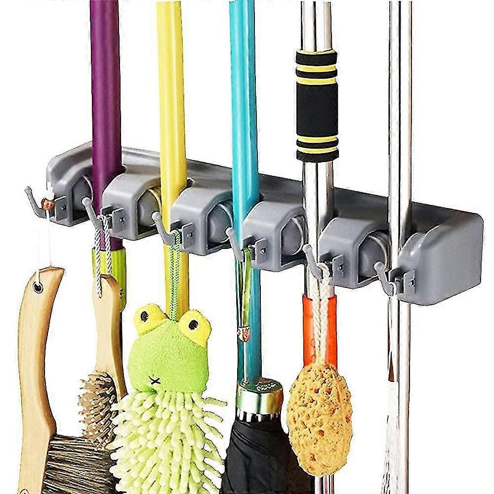 Multi-Function Wall-Mounted Broom Holder, Hanger Holder For Your Kitchen, Garage, Laundry Room For K