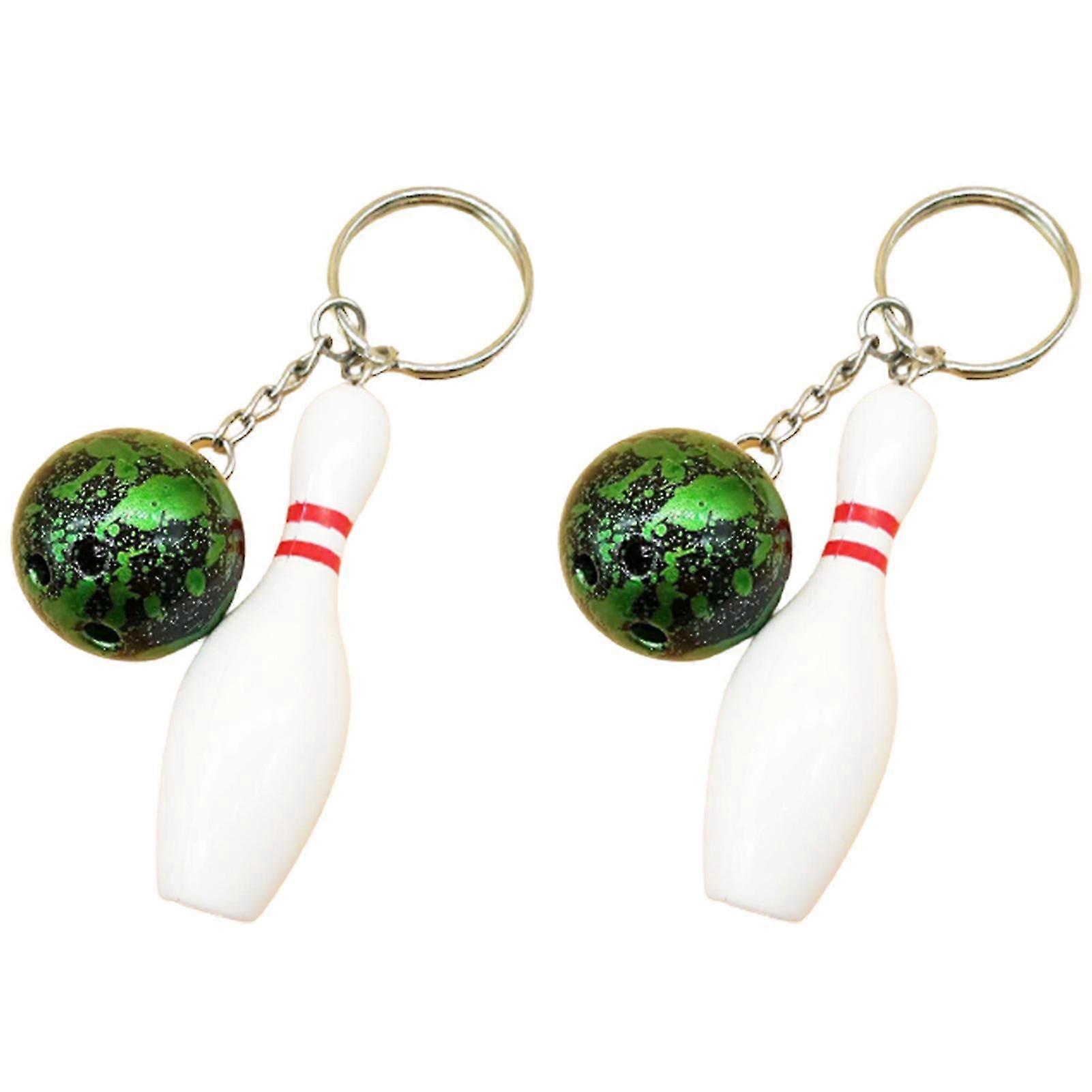 Vihreät 2kpl Mini Simulaatio Keilailu Auton avainrenkaan lisävarusteet