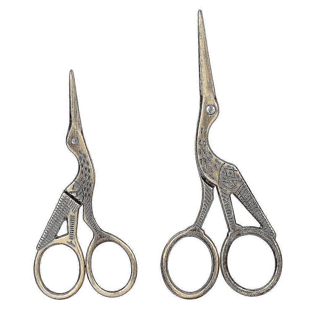 Stainless Steel Sewing Scissors - Retro Crane Shape Bronze Two Sizes